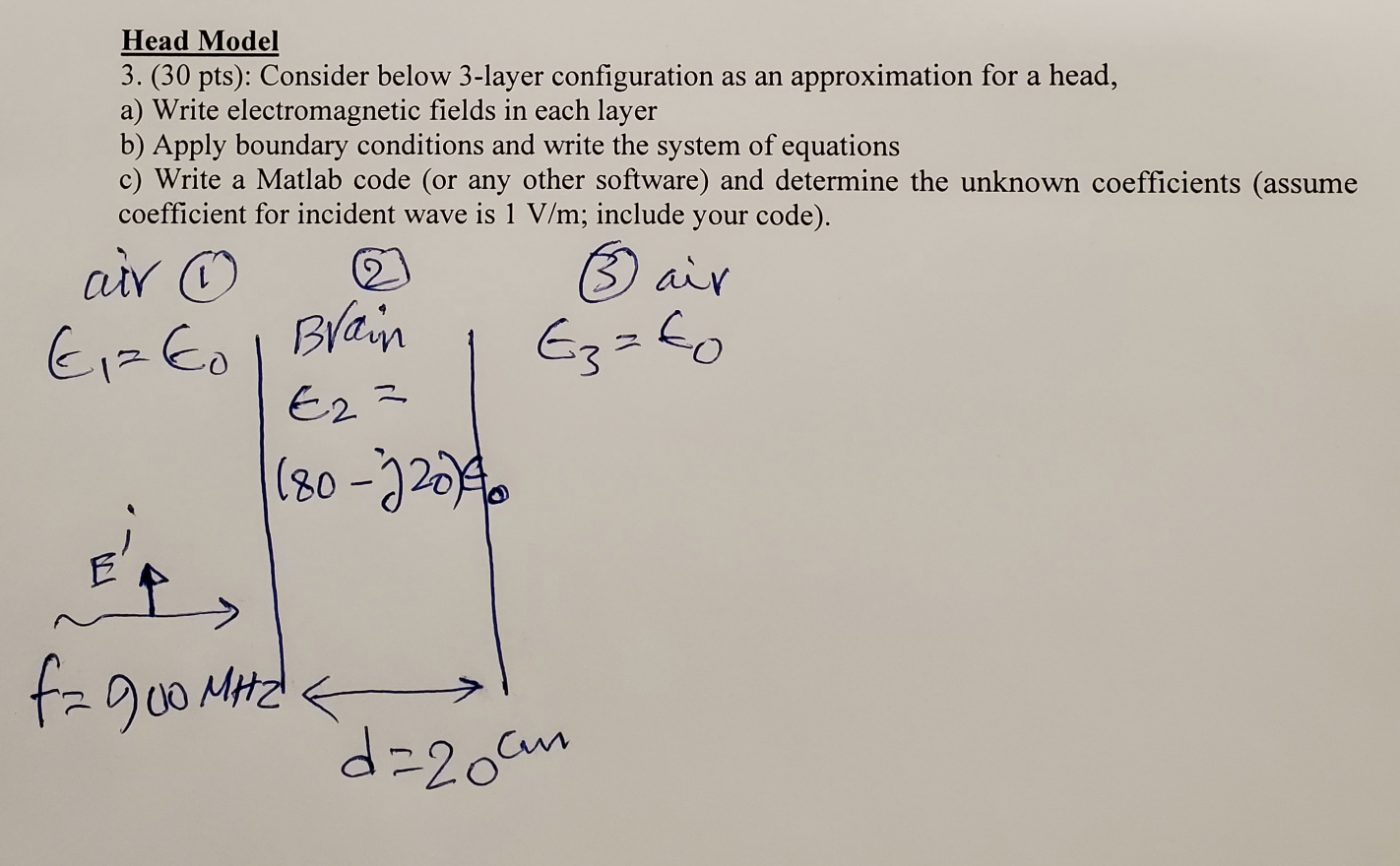 Head Model 3 . ( 3 0 pts \ ( ) \ ) : Consider