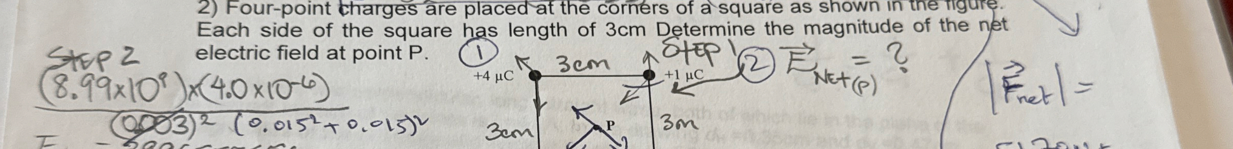 Four - point charges are placed at the corners of