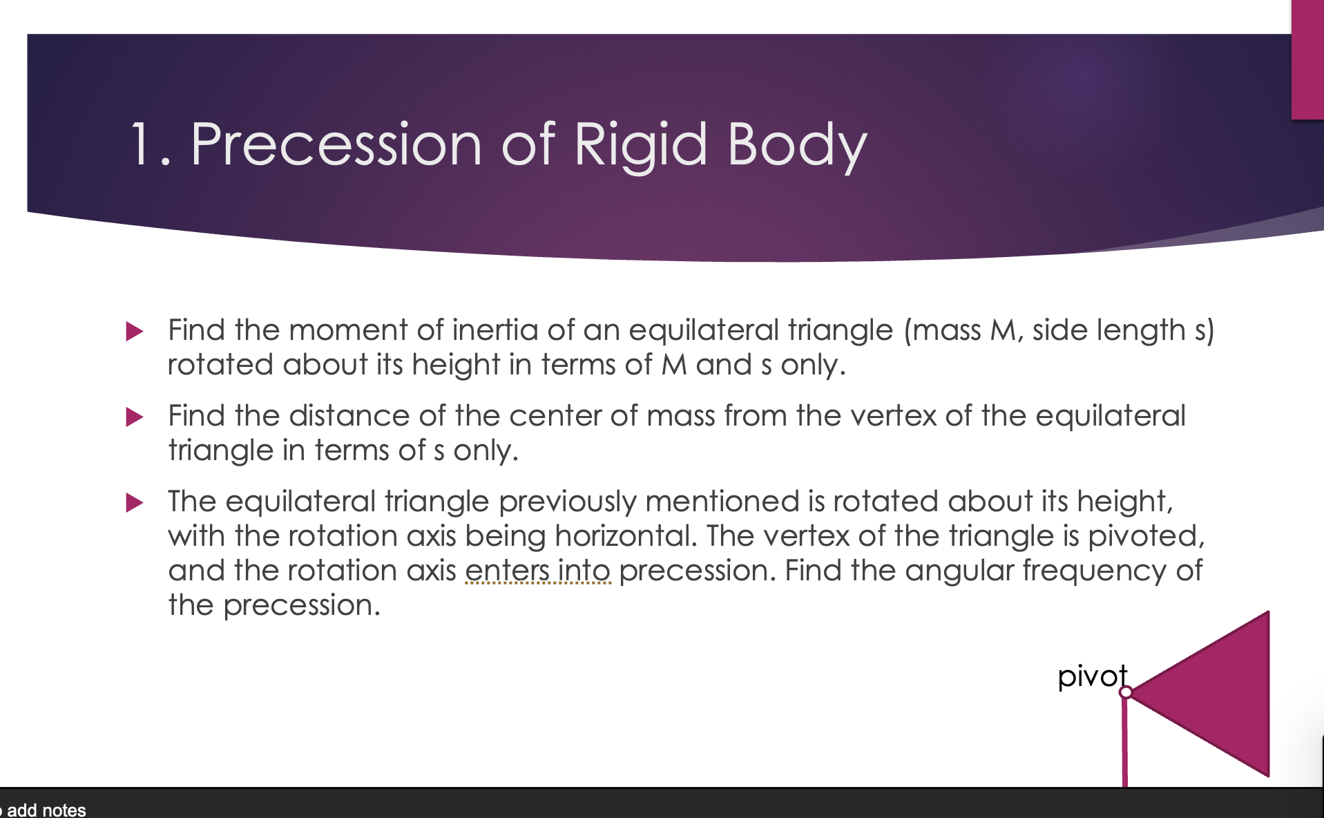 - Find the moment of inertia of an equilateral