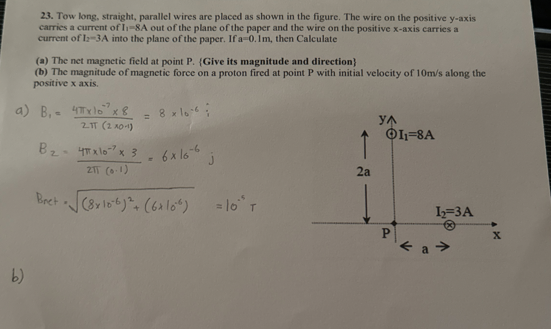 Tow long, straight, parallel wires are placed as