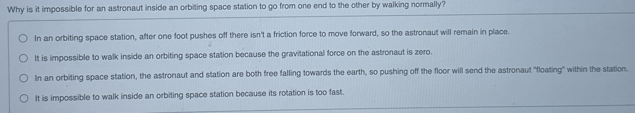 Why is it impossible for an astronaut inside an