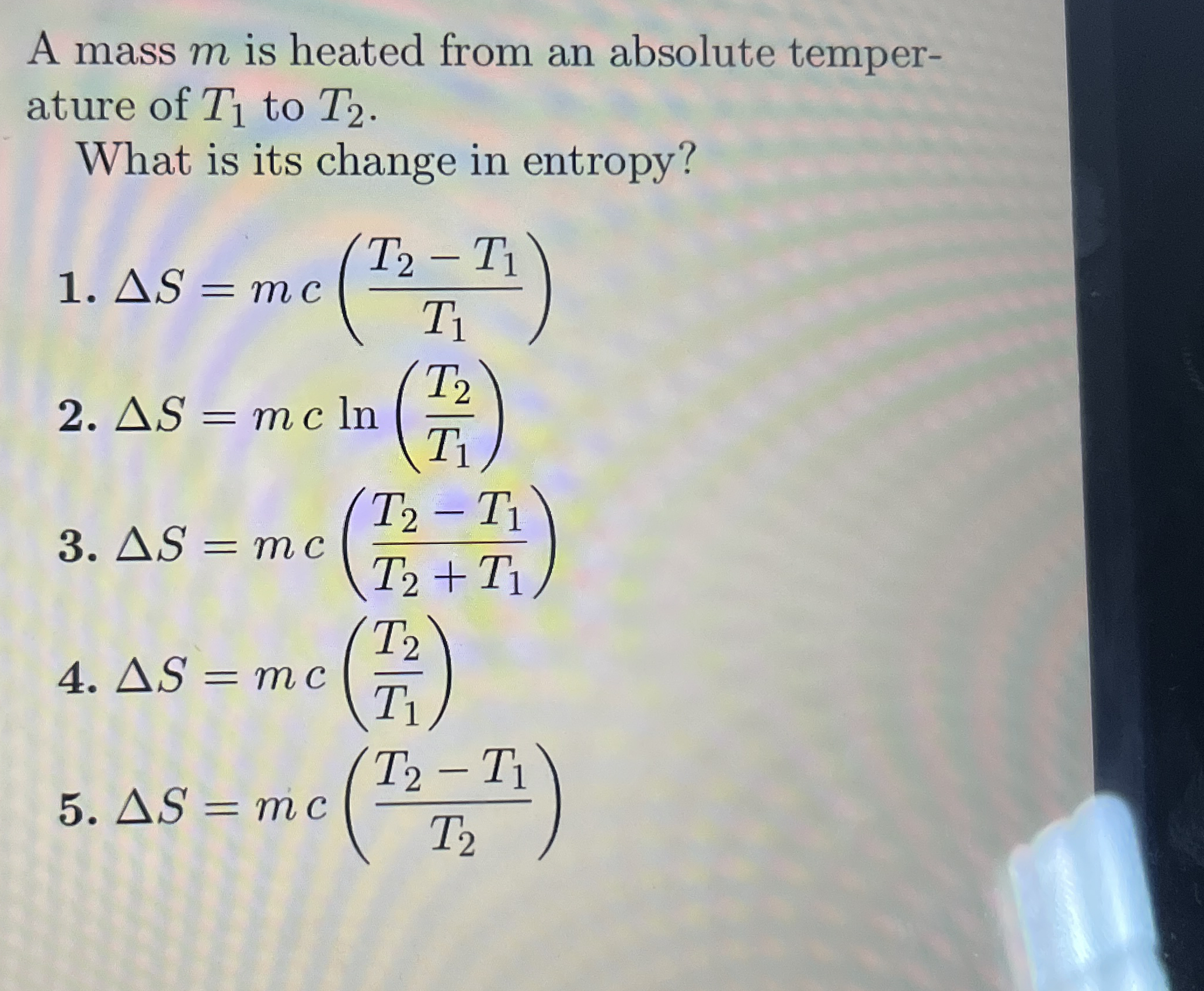 A mass m is heated from an absolute temperature