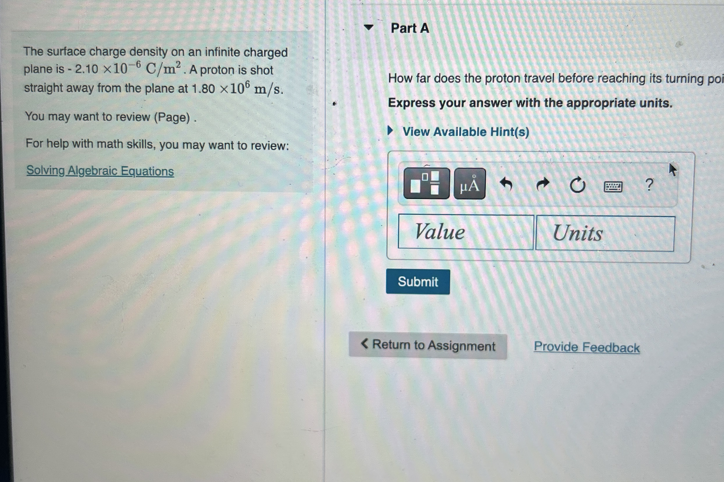 The surface charge density on an infinite charged