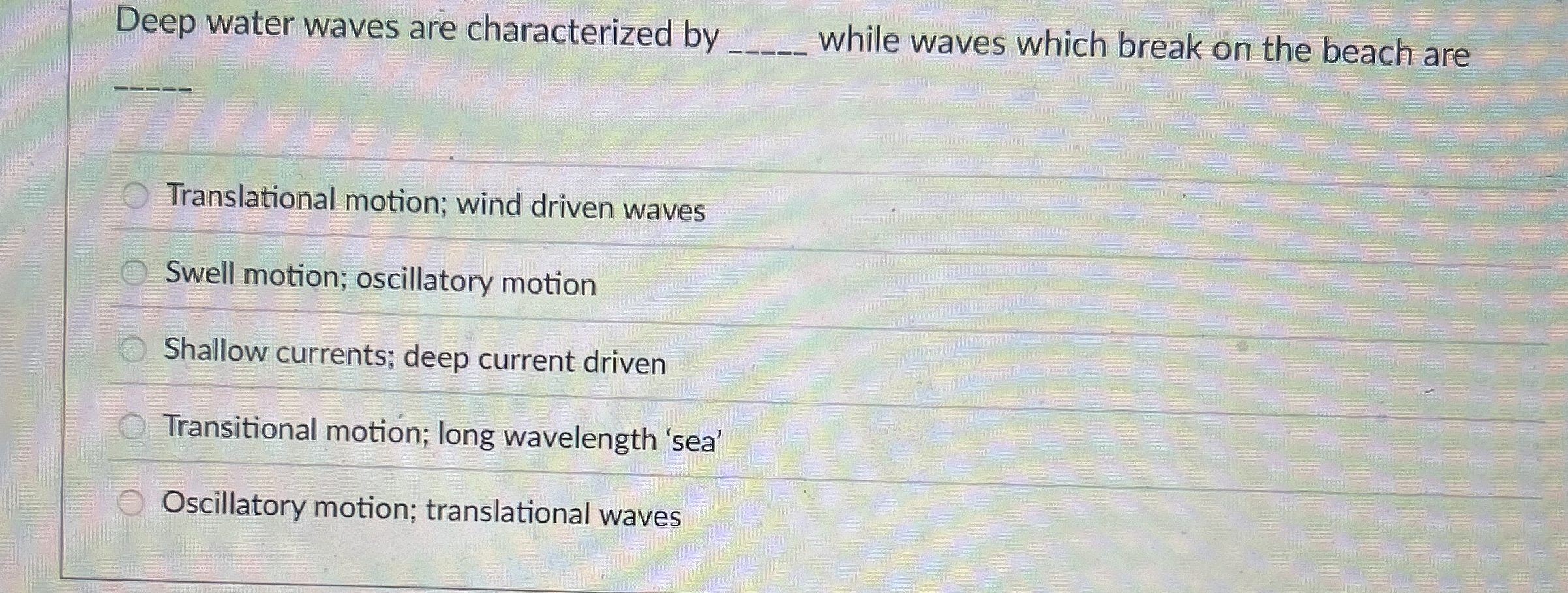 Deep water waves are characterized by q , while