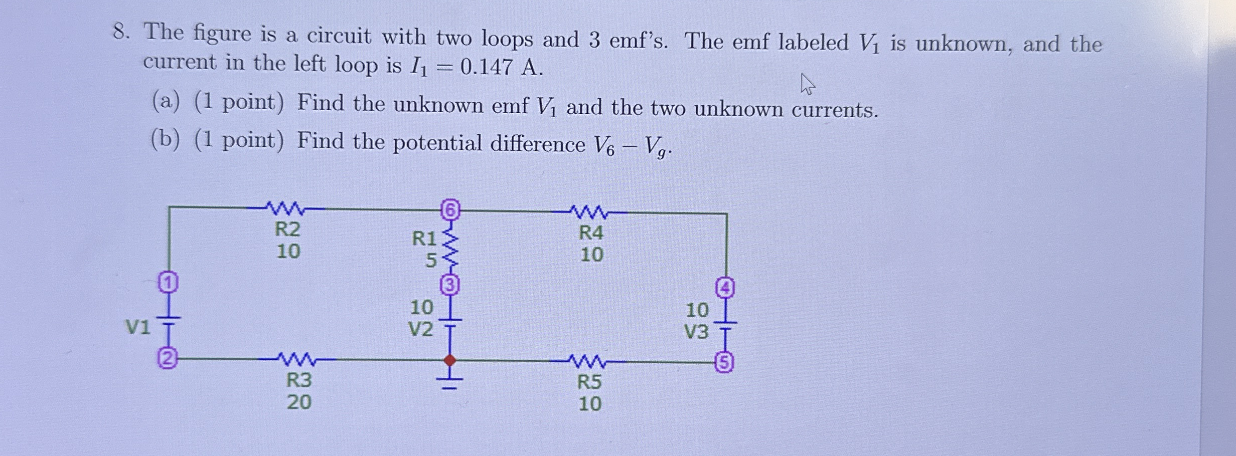The figure is a circuit with two loops and 3
