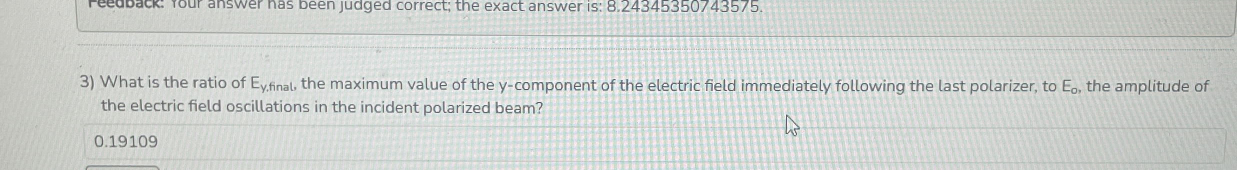 What is the ratio of E y , f i n a l , the