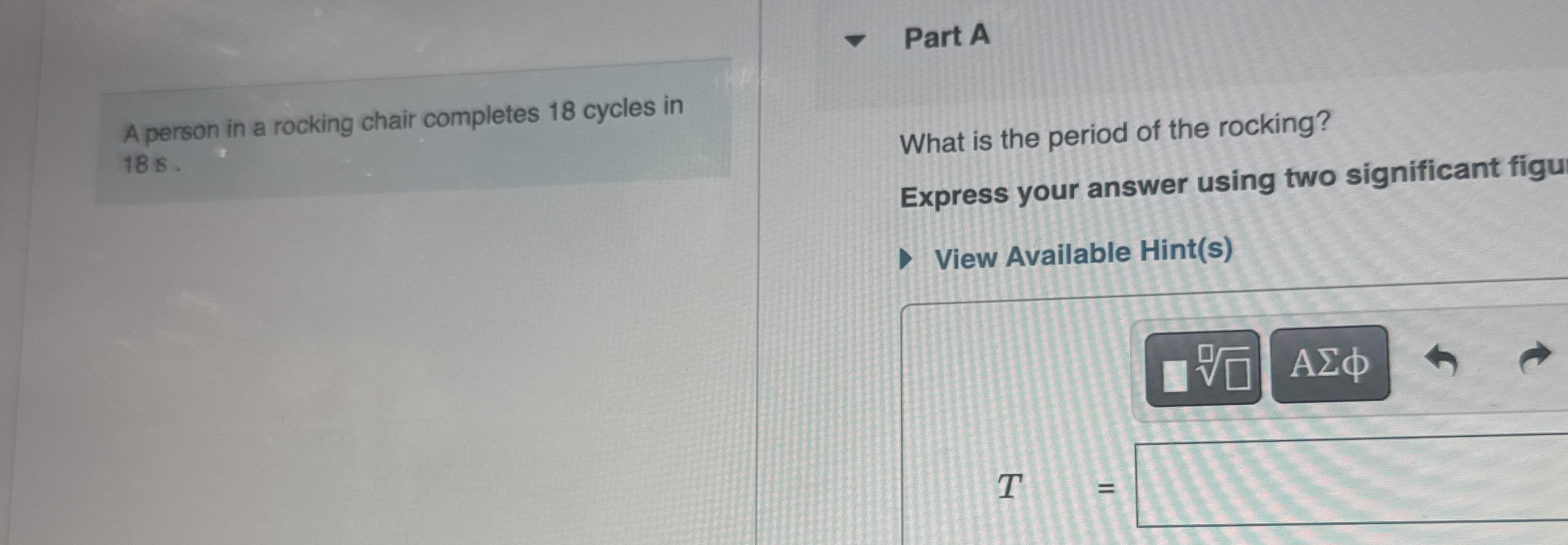 A person in a rocking chair completes 1 8 cycles