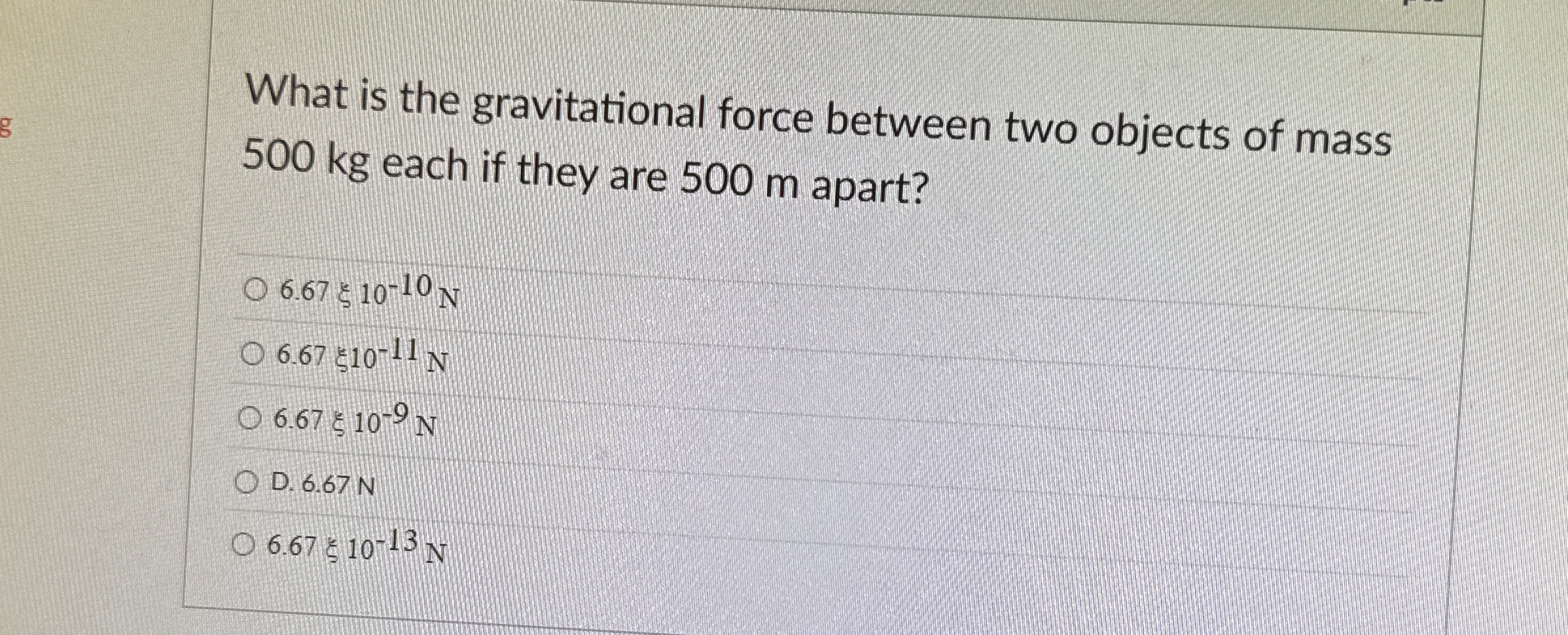 What is the gravitational force between two