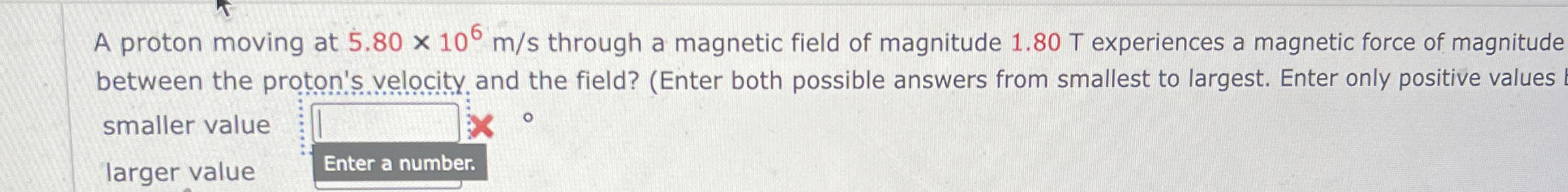 A proton moving at 5 . 8 0 1 0 6 m s through a