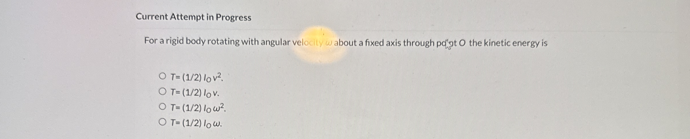 Current Attempt in Progress For a rigid body