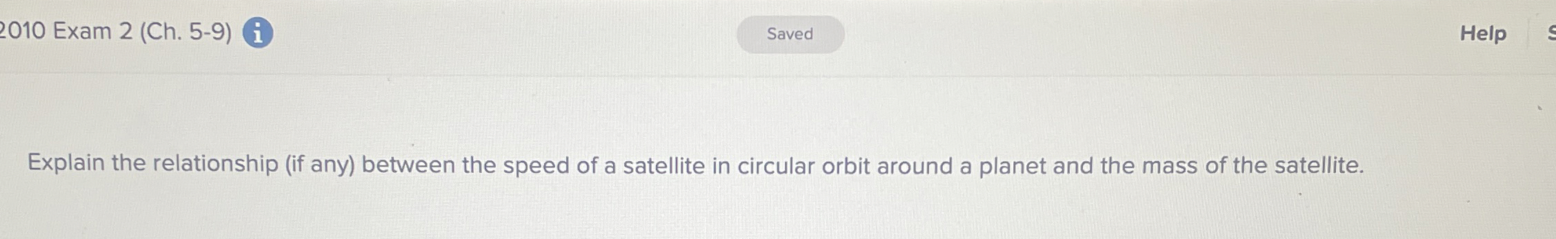 2 0 1 0 Exam 2 ( Ch . 5 - 9 ) i Help Explain the