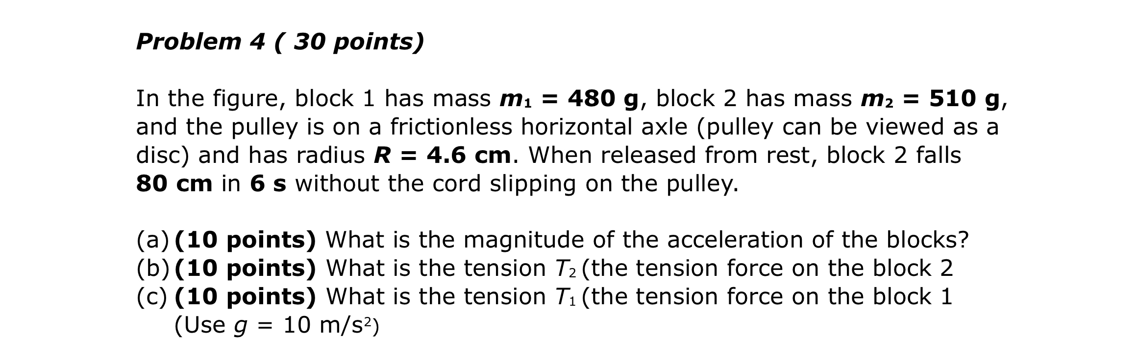 Problem 4 ( 3 0 points ) In the figure, block 1