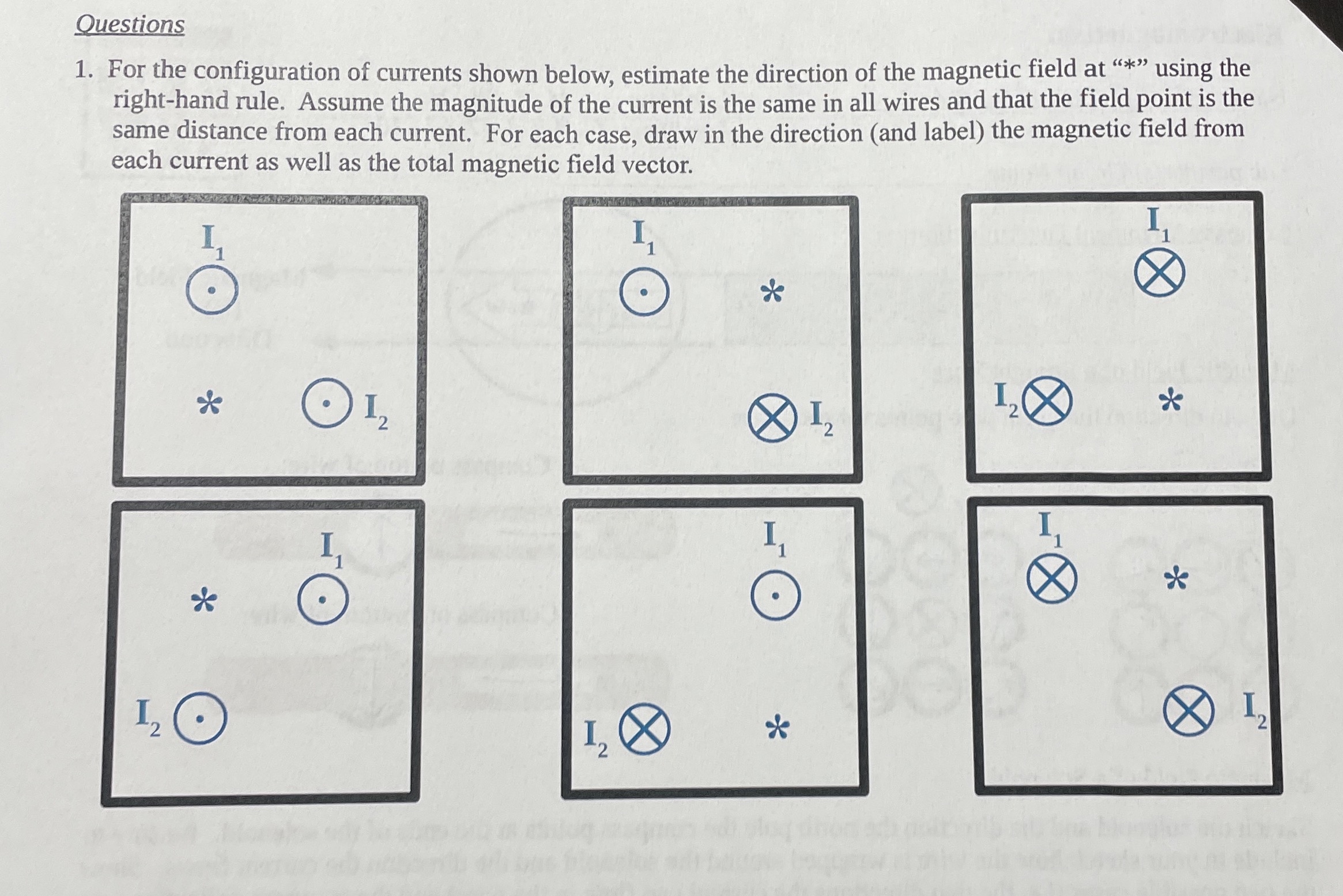 Questions For the configuration of currents shown