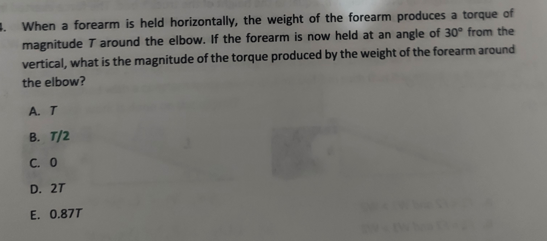 When a forearm is held horizontally, the weight