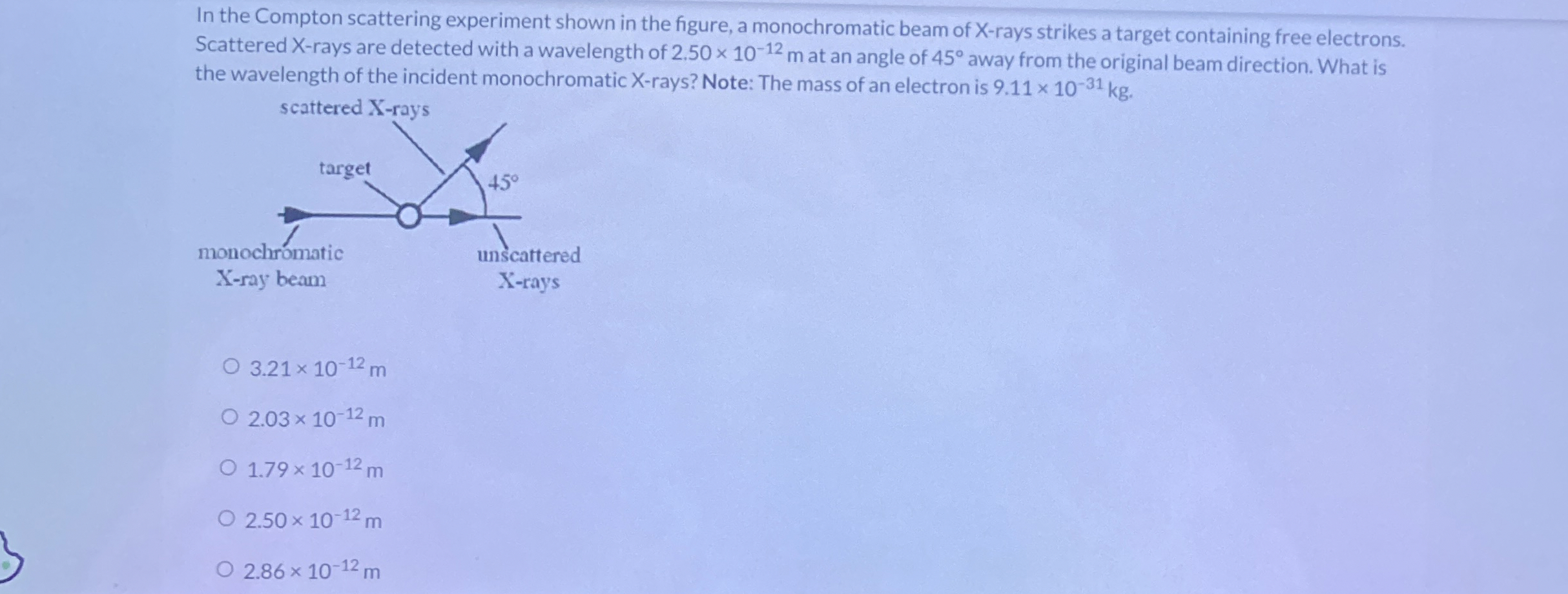 In the Compton scattering experiment shown in the