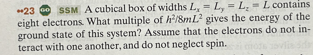 * 2 3 SSM A cubical box of widths L x = L y = L z