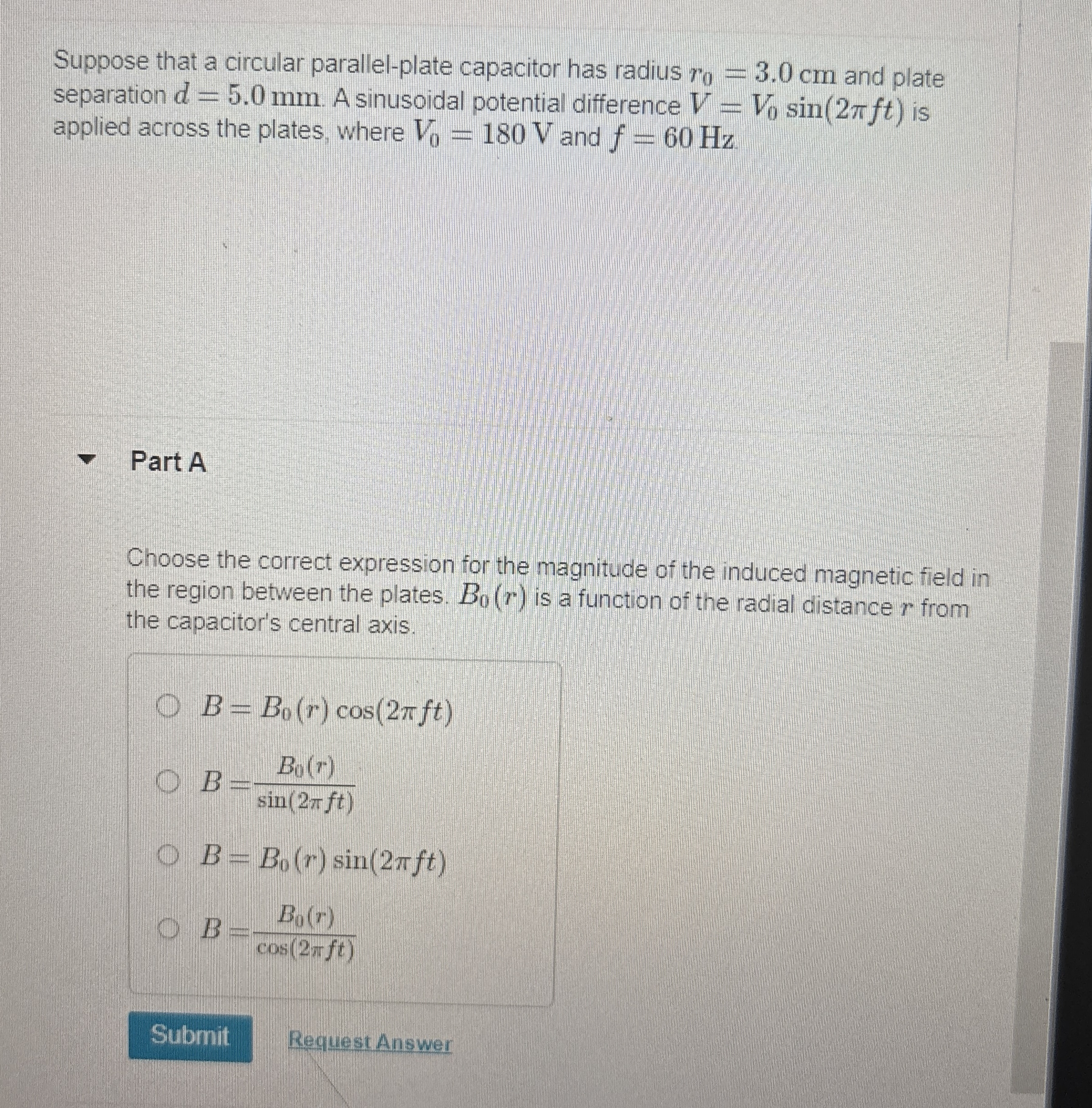 Suppose that a circular parallel - plate