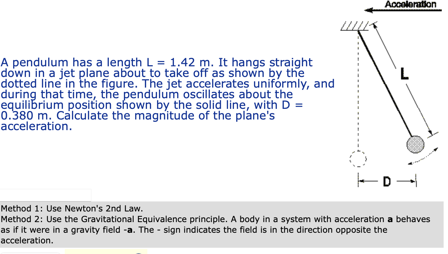 A pendulum has a length \ ( L = 1 . 4 2 \ mathrm