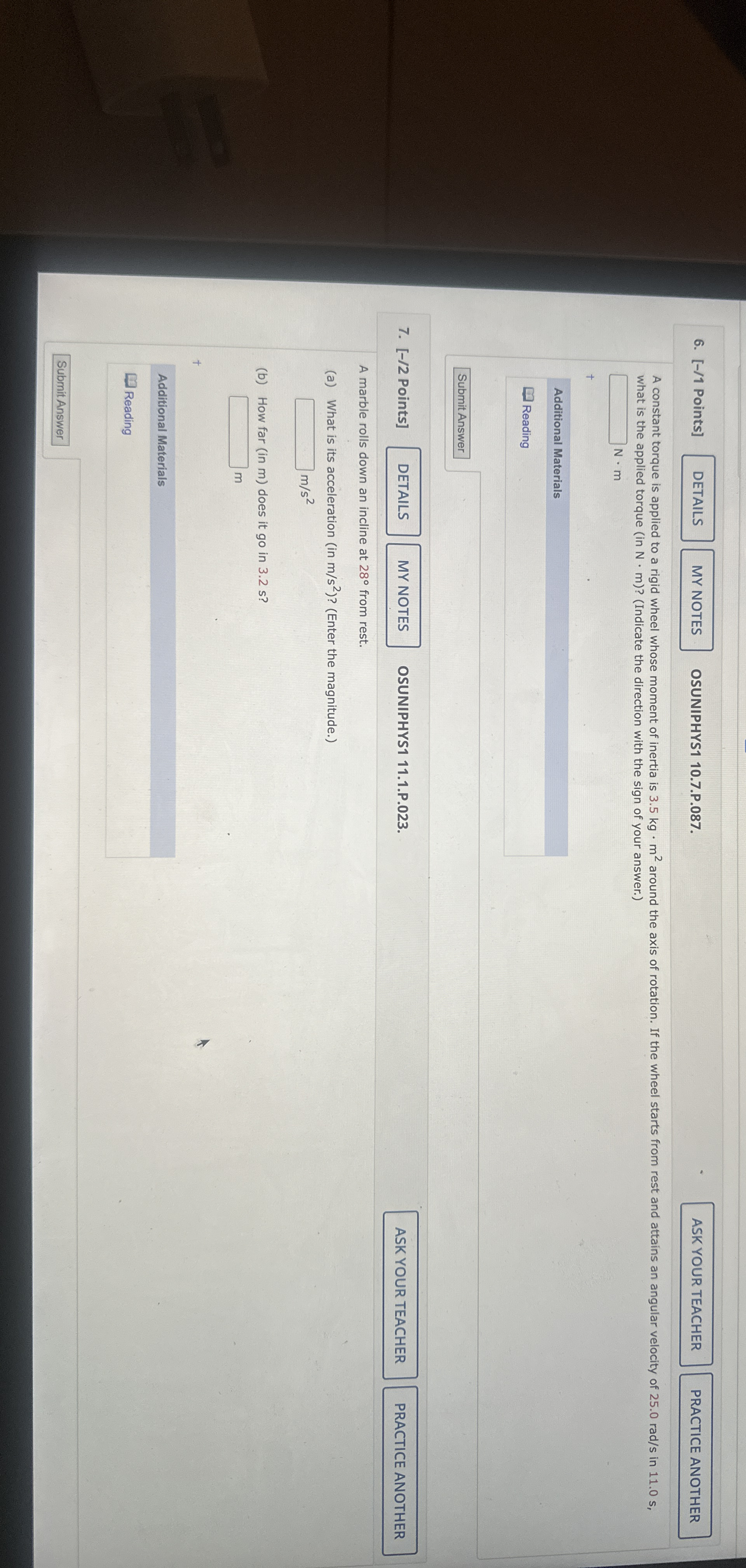 [ - / 1 Points ] OSUNIPHYS 1 1 0 . 7 . P . 0 8 7