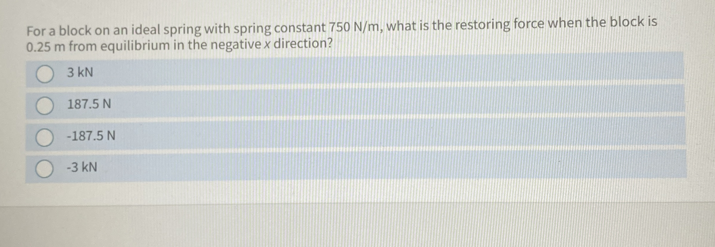 For a block on an ideal spring with spring