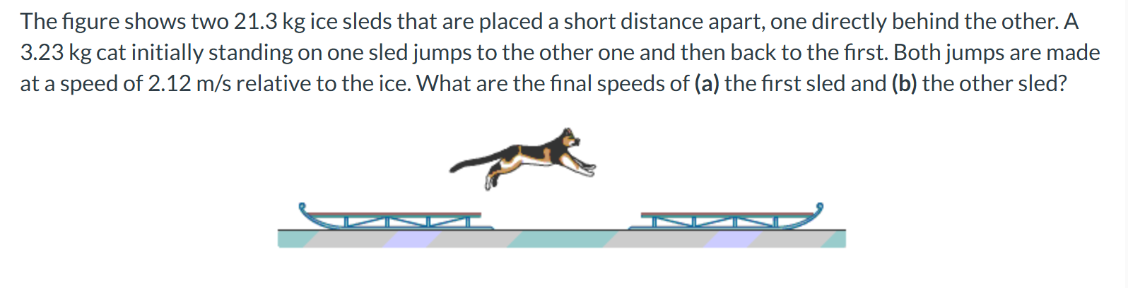 The figure shows two 2 1 . 3 kg ice sleds that