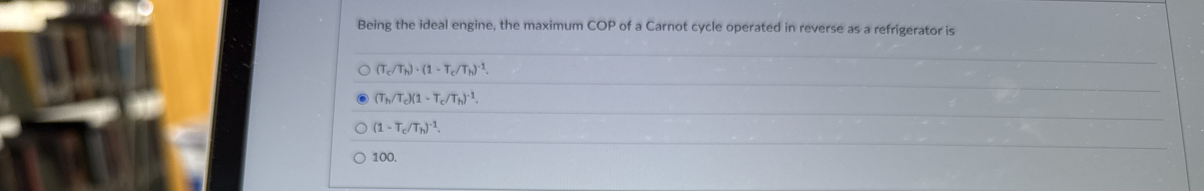 Being the ideal engine, the maximum COP of a