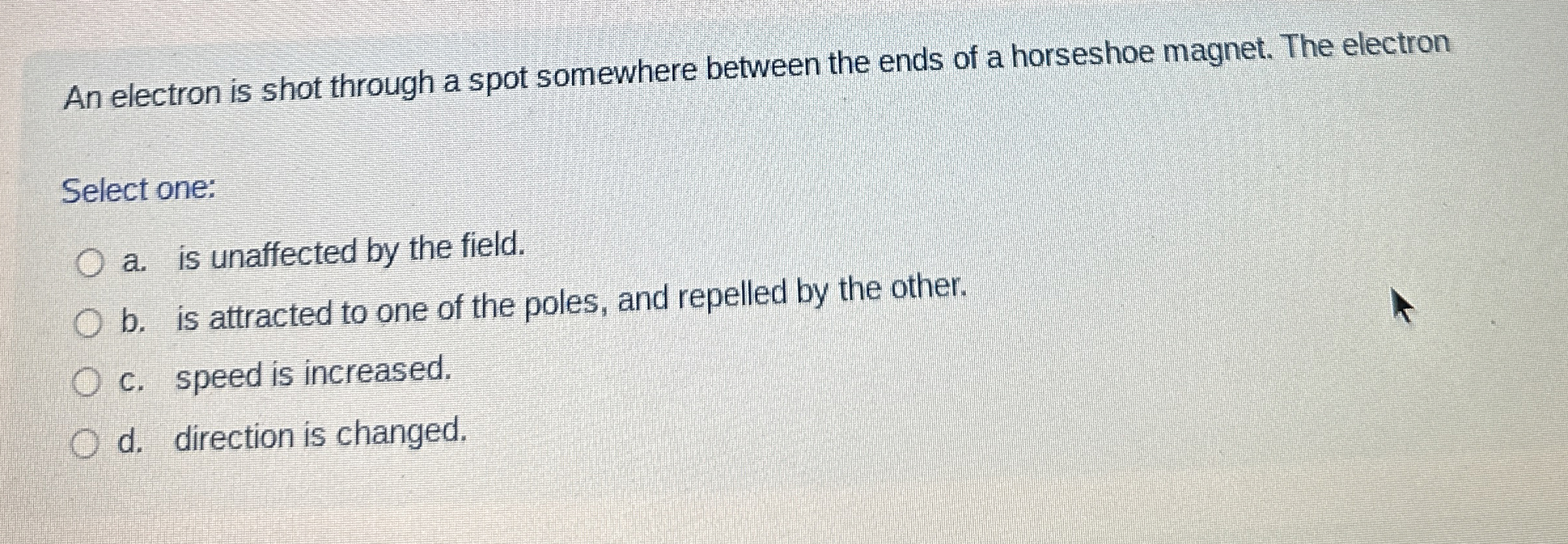 An electron is shot through a spot somewhere