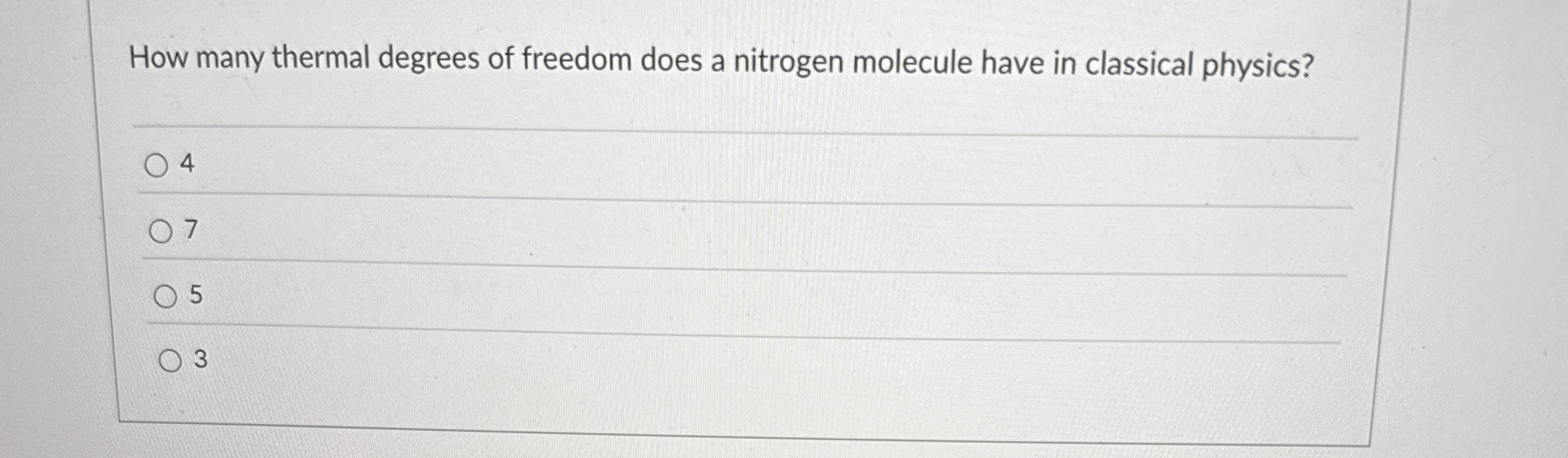 How many thermal degrees of freedom does a