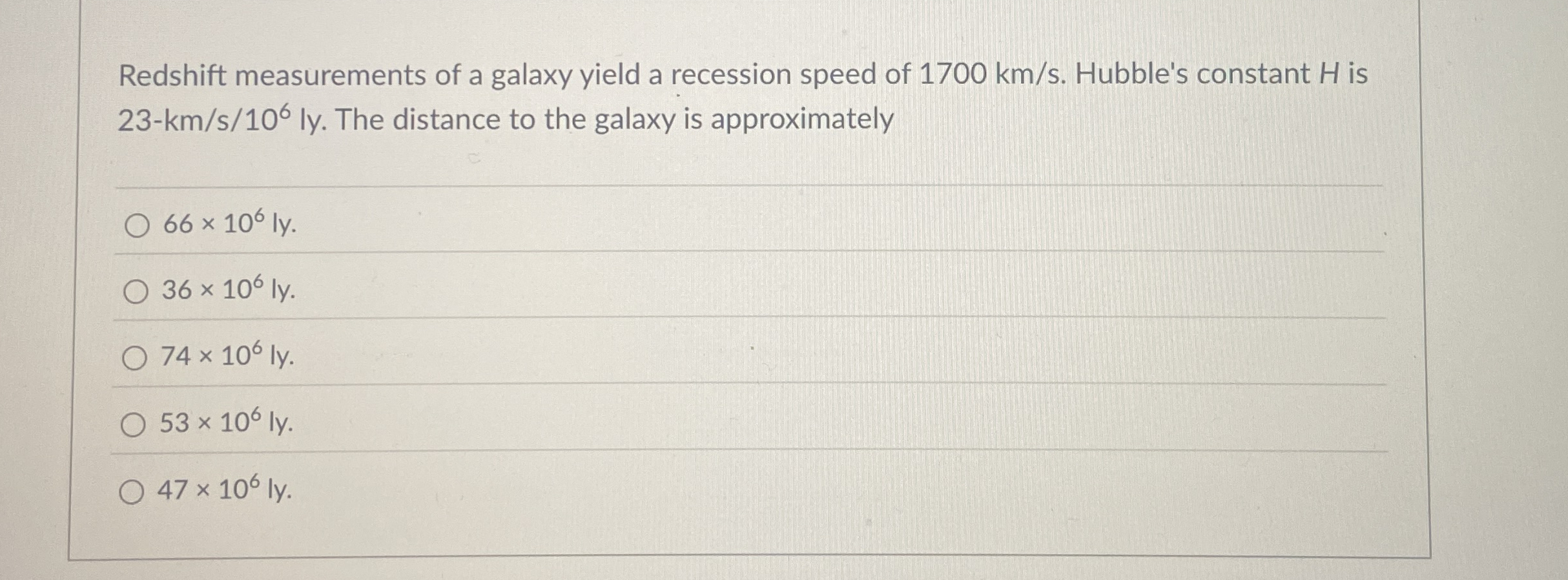 Redshift measurements of a galaxy yield a