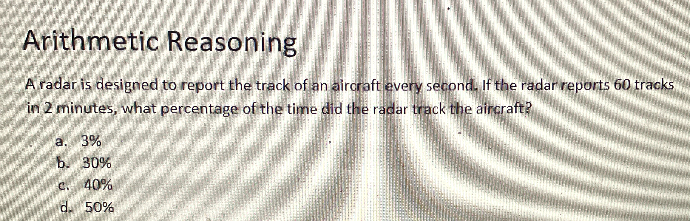 Arithmetic Reasoning A radar is designed to