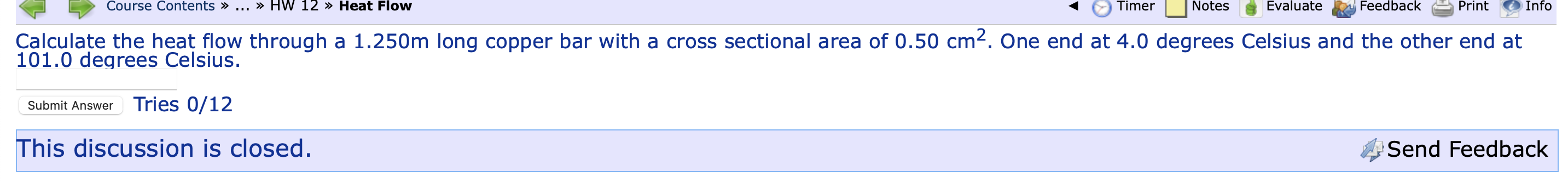 Calculate the heat flow through a 1 . 2 5 0 m