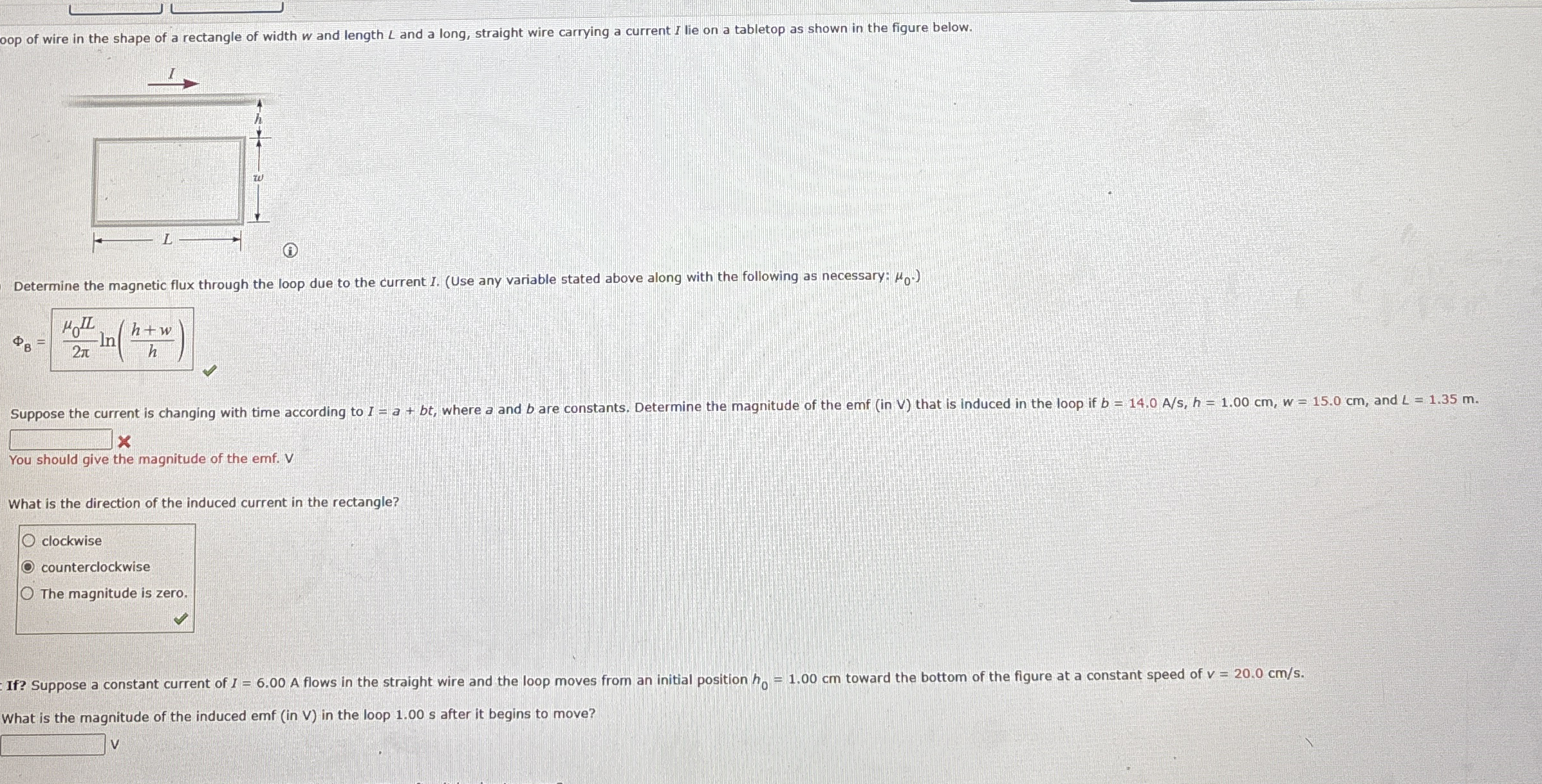 oop of wire in the shape of a rectangle of width