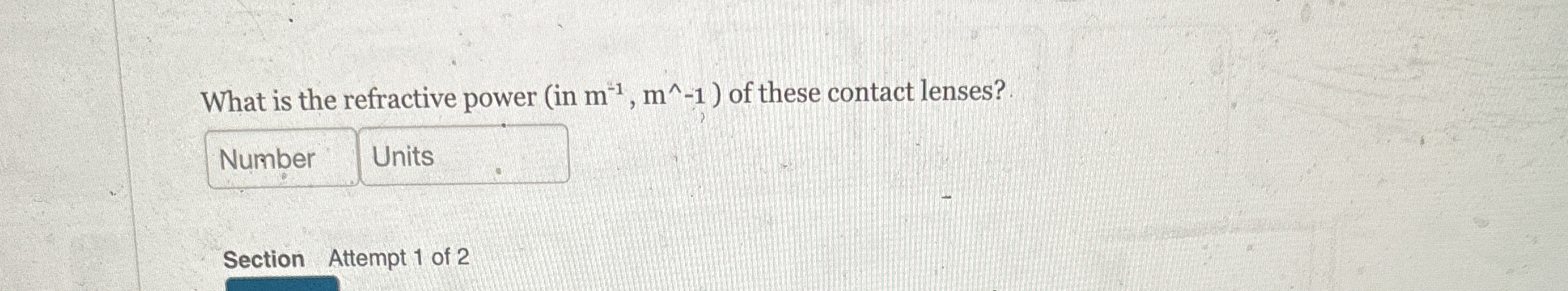 What is the refractive power ( in m - 1 , m - 1 )