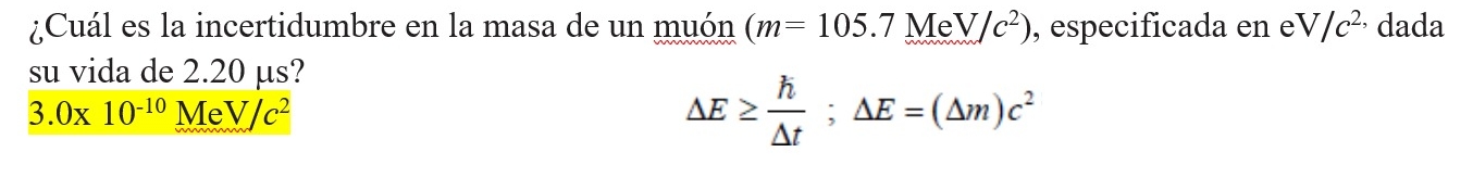 Cu l es la incertidumbre en la masa de un mu n (