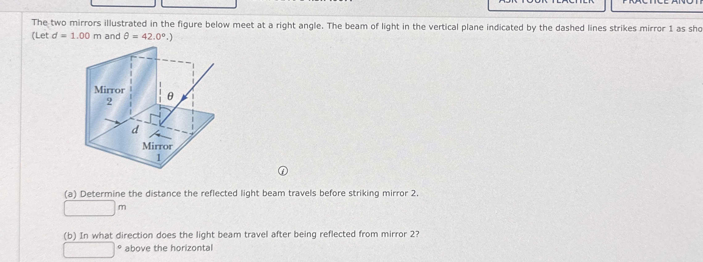 The two mirrors illustrated in the figure below