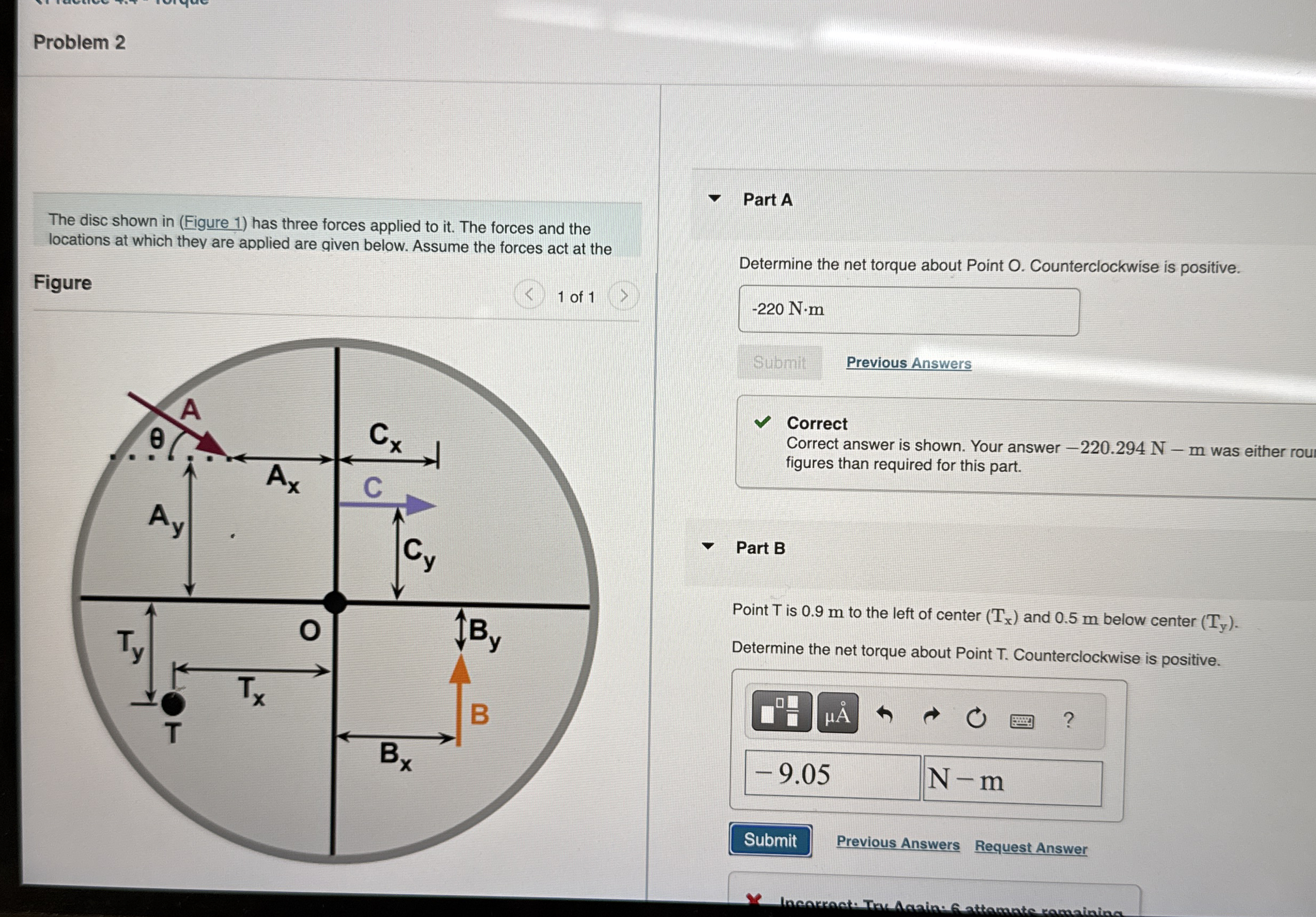 Point T is 0 . 9 m to the left of the center ( Tx