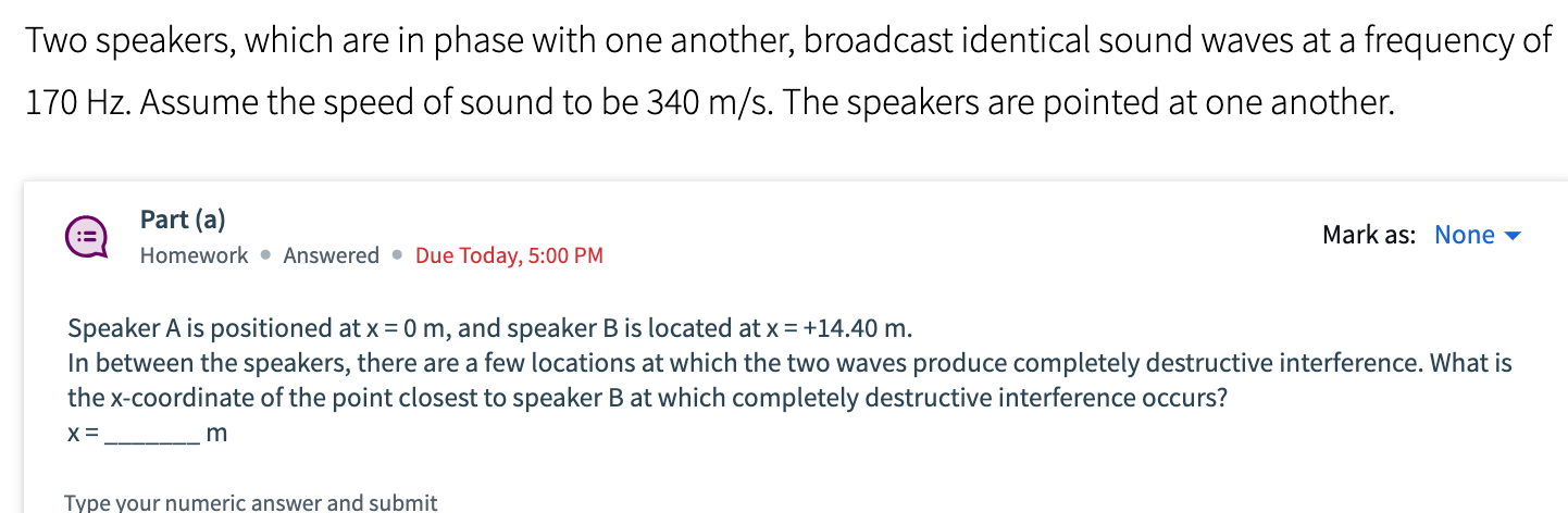 Two speakers, which are in phase with one