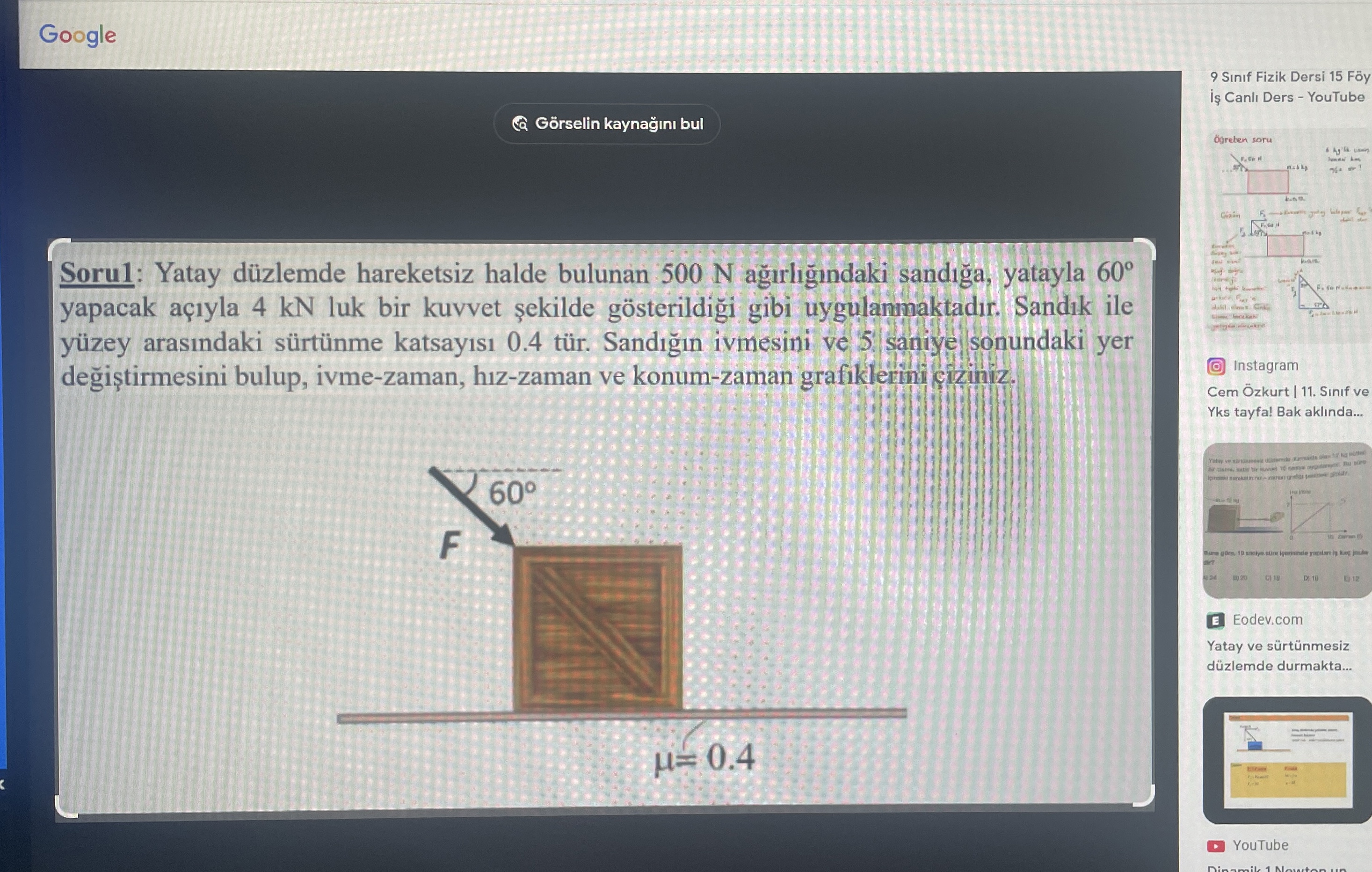 Google G rselin kayna n bul Soru 1 : Yatay d