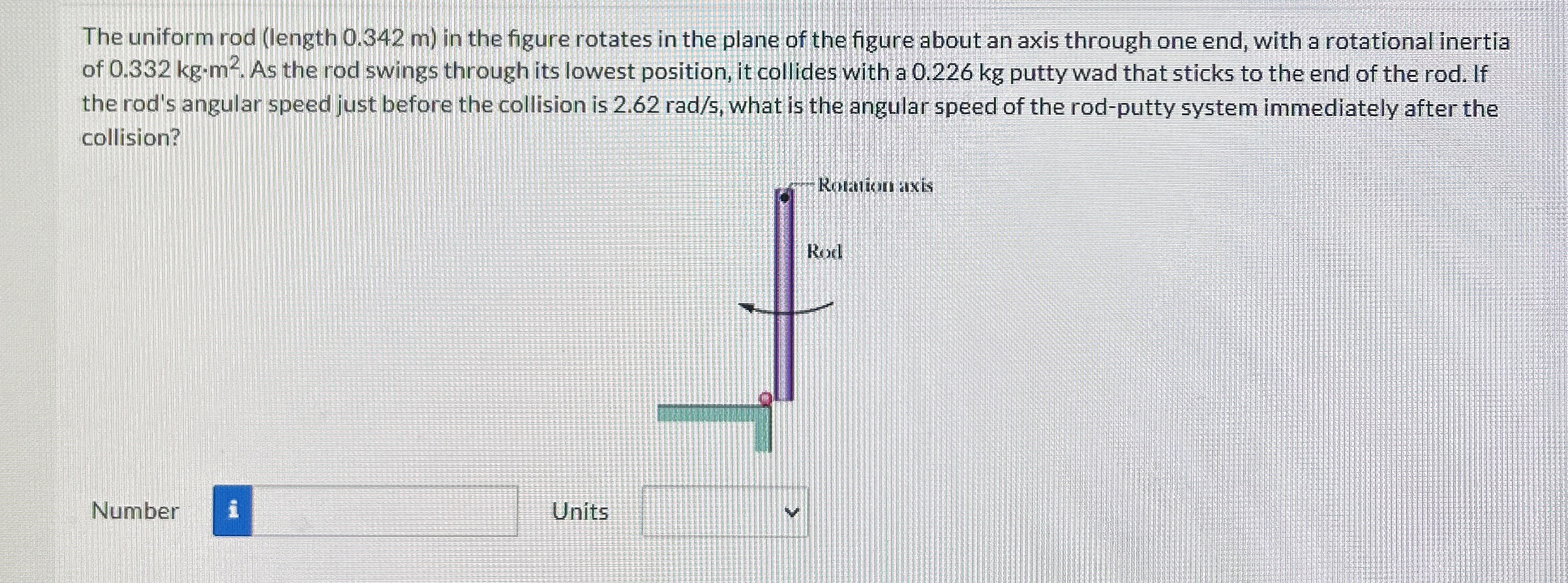The uniform rod ( length 0 . 3 4 2 m ) in the