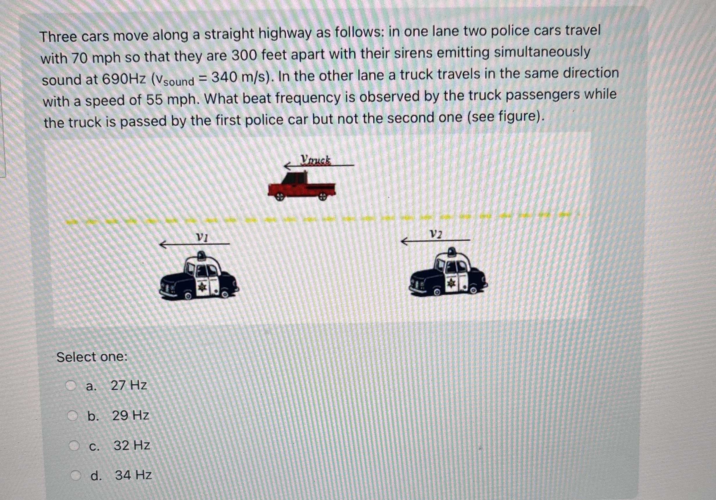 Three cars move along a straight highway as