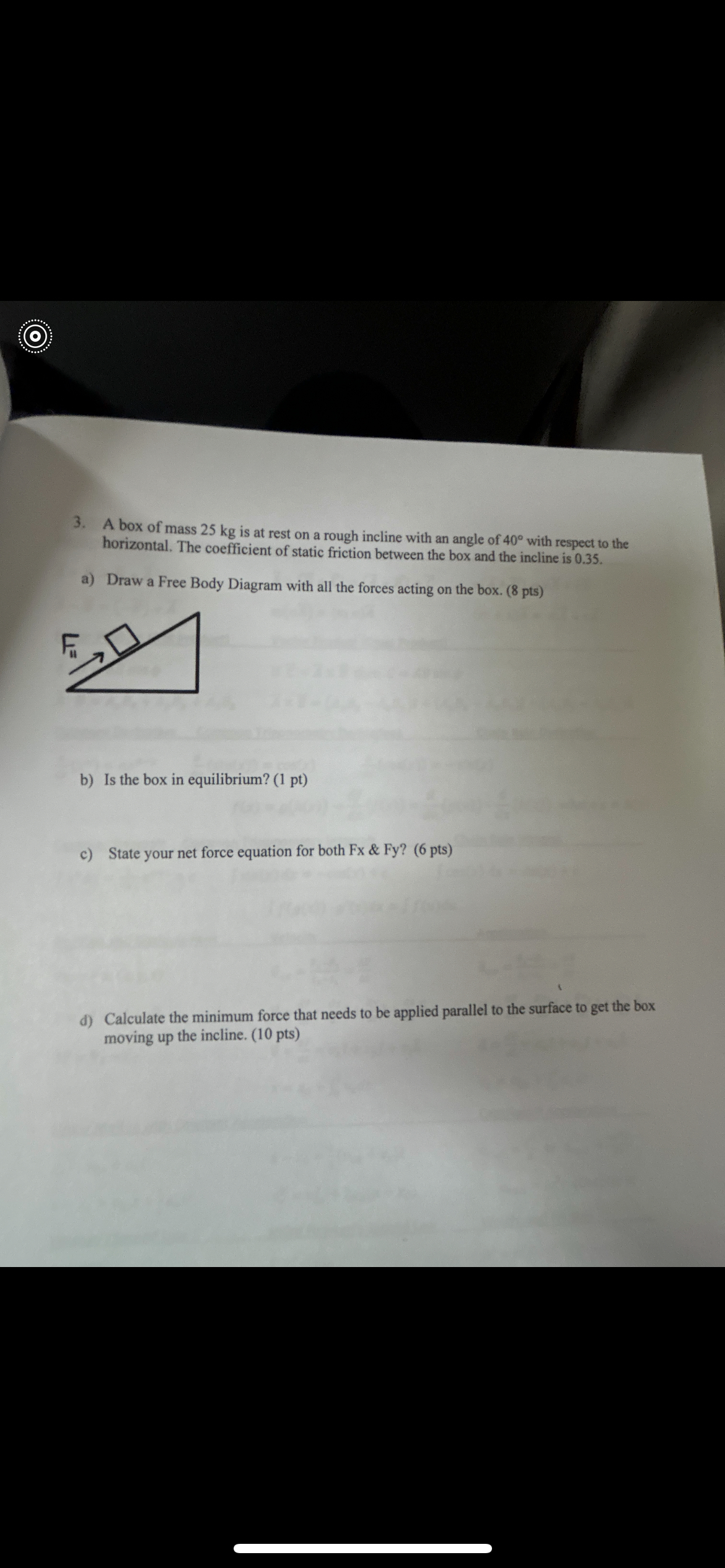 A box of mass 2 5 kg is at rest on a rough