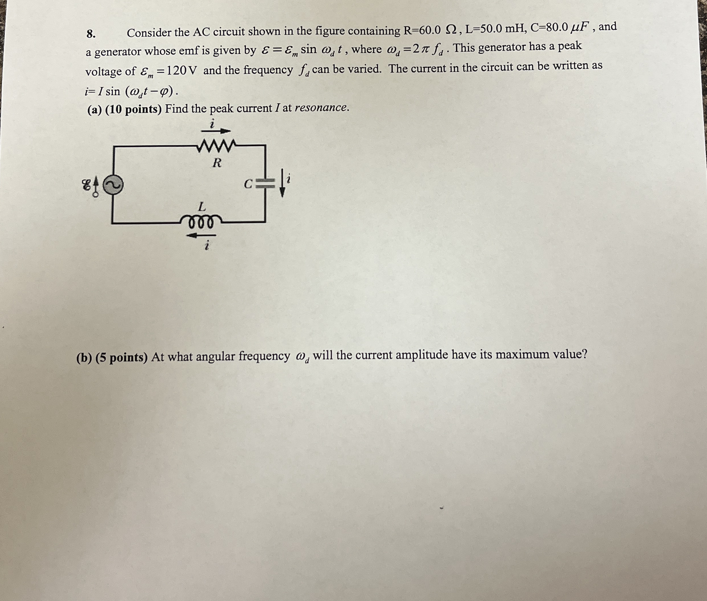 Consider the AC circuit shown in the figure