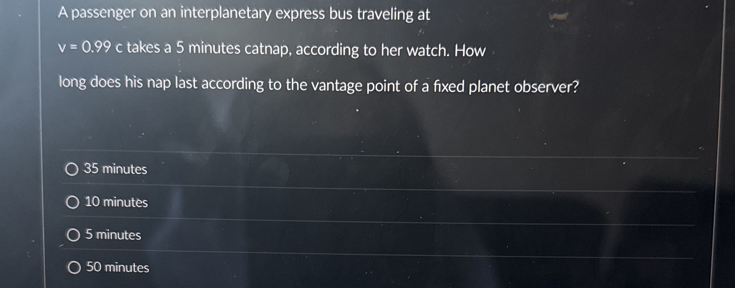 A passenger on an interplanetary express bus