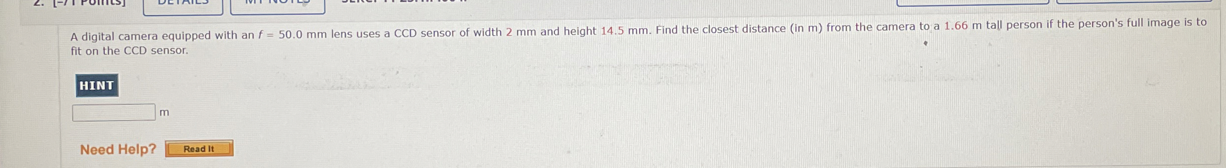 A digital camera equipped with an f = 5 0 . 0 m m