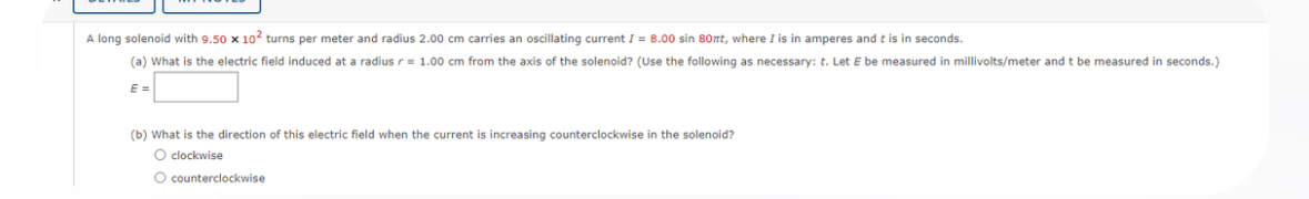 A long solenoid with 9 . 5 0 1 0 2 turns per