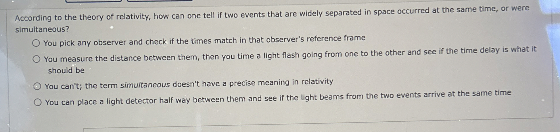 According to the theory of relativity, how can