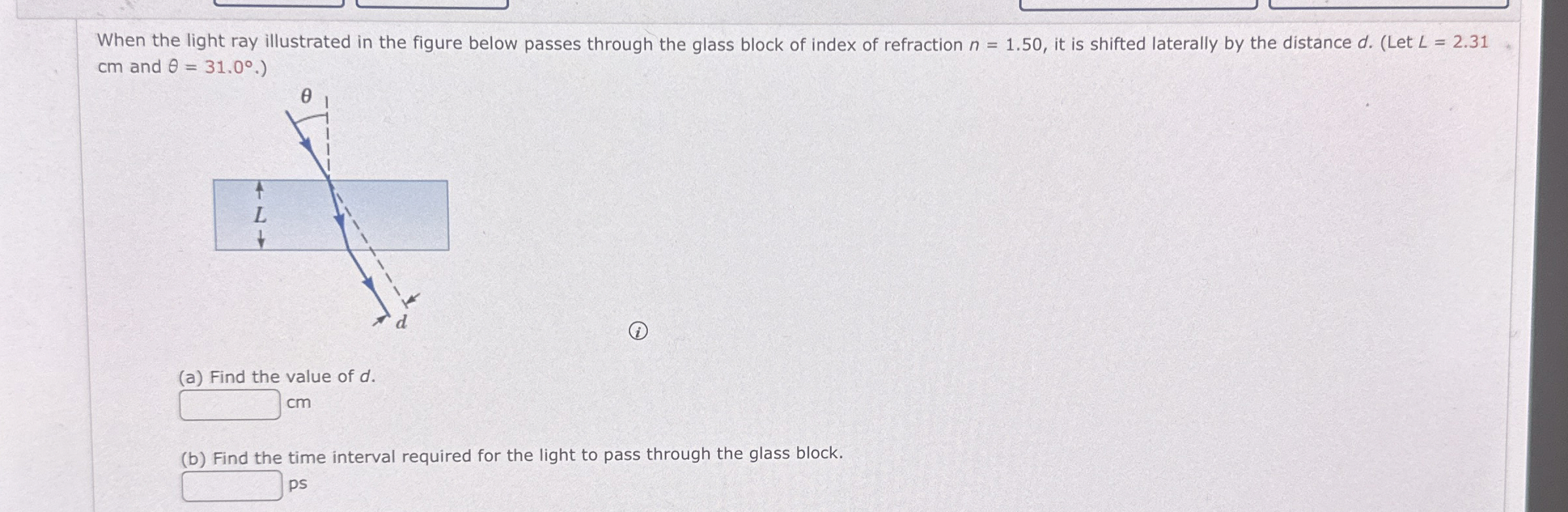 When the light ray illustrated in the figure
