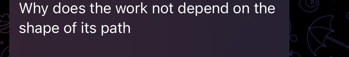 Why does the work not depend on the shape of its
