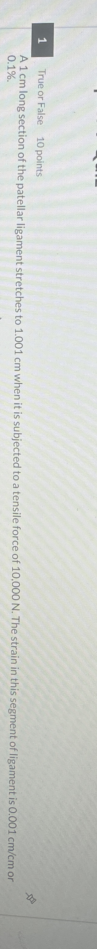 A 1 cm long section of the patellar ligament