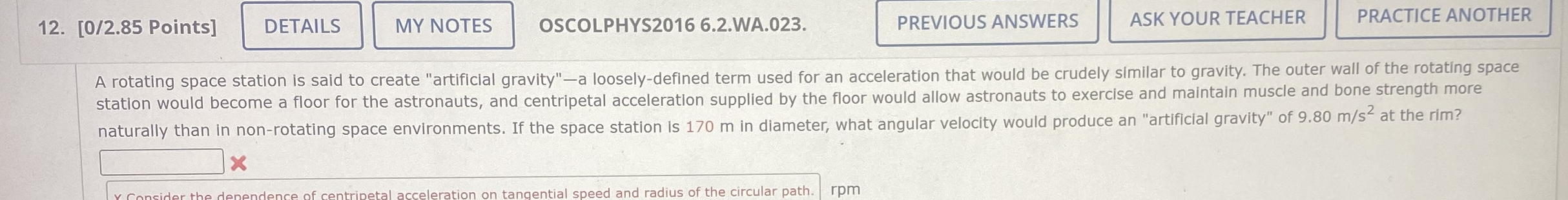 [ 0 / 2 . 8 5 Points ] q , OSCOLPHYS 2 0 1 6 6 .